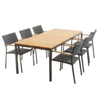 Billede af Mandalay Toscana Havebord L: 197 cm og 6 Siena Havestole - Antracit 