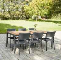 Billede af Mandalay Toscana Havebord L: 197 cm og 6 Siena Havestole - Antracit 