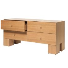 Billede af Ferm Living Kuben Drawers 2x2 B: 135 cm - Natural Oak Veneer