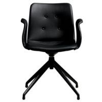 Billede af Bent Hansen Primum Armstol med Drejestel- Zenzo 3 207 Sort Læder/Sort Metalben