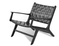 Billede af Encoded Lounge Chair A2 H: 73 cm - Sort Teak/Sort Læder UDSTILLINGSMODEL 