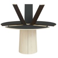 Billede af Skovby SM33 Spisebord inkl. 3 stk. Tillægsplader Ø: 123-149 cm - Hvidolieret Eg/Sort Laminat