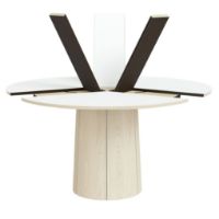 Billede af Skovby SM33 Spisebord inkl. 3 stk. Tillægsplader Ø: 123-149 cm - Hvidolieret Eg/ Hvid Laminat