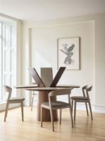 Billede af Skovby SM33 Spisebord inkl. 3 stk. Tillægsplader Ø: 123-149 cm - Lakeret Valnød/Muskat Laminat