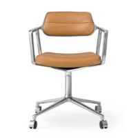 Billede af Vipp 453 Swivel Stol m. Hjul - Aluminium/Camel Leather