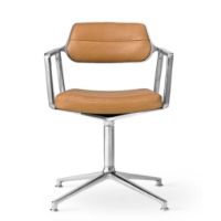 Billede af Vipp 453 Swivel Stol u. Hjul - Aluminium/Camel Leather