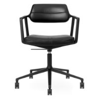 Billede af Vipp 453+ Swivel Stol m. Hjul - Sort Aluminium/Sort Læder