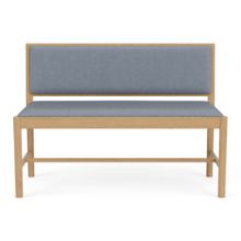 Billede af FDB Møbler J176 Sønderborg Bænk L: 116,5 cm - Lakeret Eg/Blå Uld 
