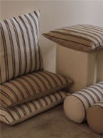 Billede af Ferm Living Twill Bolster Cushion B: 60 cm - Økologisk Bomuld/Off-white/Sort