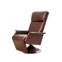 Billede af BERG Furniture Ceto Lænestol m. Fjernbetjening SH: 49 cm - Mat Krom/Nordic Brun Læder