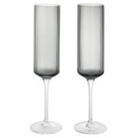 Billede af Ferm Living Ripple Champagneglas 15 cl Set of 2 - Smoked Glass