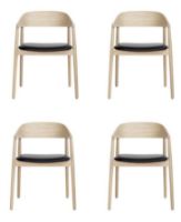Billede af Andersen Furniture AC2 Stol SH: 43,5 cm Sæt af 4 stk - Eg Hvidpigmenteret Lak/Sort Læder