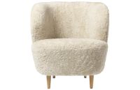 Billede af GUBI Stay Lounge Chair Fully Upholstered SH: 40 cm - Moonlight/Oak
