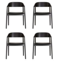Billede af Andersen Furniture AC2 Stol SH: 43,5 cm Sæt af 4 stk - Eg Sort Lak/Sort Læder