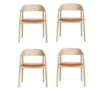 Billede af Andersen Furniture AC2 Stol SH: 43,5 cm Sæt af 4 stk - Eg Hvidpigmenteret Lak/Cognac Læder