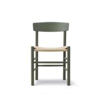 Billede af Fredericia Furniture 3239 J39 Mogensen Spisebordsstol SH: 46 cm - Khaki Green Bøg/Naturfarvet Flet