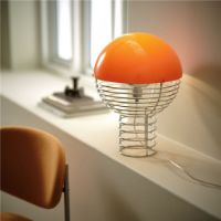 Billede af Verpan Wire Table Lamp Ø: 30 cm - Chrome/Orange 