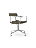 Billede af Vipp 452 Swivel Stol m. Hjul - Aluminium/Bosco Green Leather