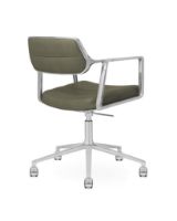 Billede af Vipp 453+ Swivel Stol m. Hjul - Aluminium/Bosco Green Læder